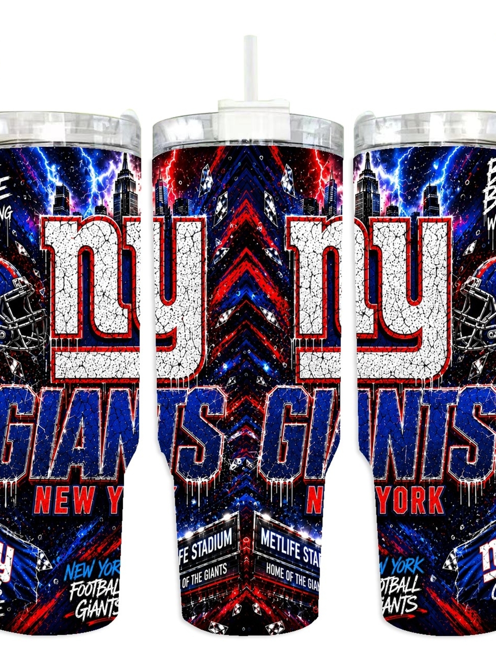 New York Giants Travel Tumbler W/Flip Tip Straw – Blue & Red